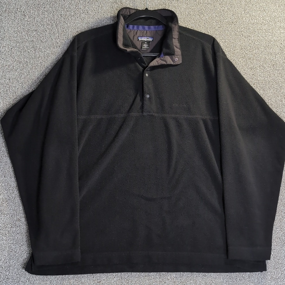 VTG 90s PATAGONIA 1/4 Snap T Fleece Pullover Jacket 52401 Black USA Made Medium